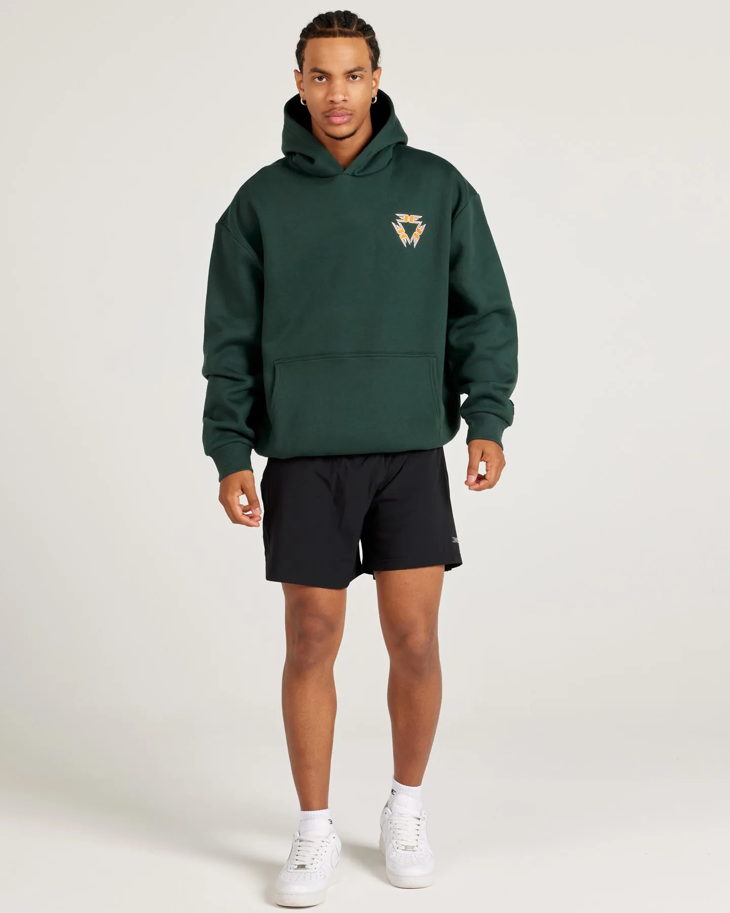 Tri Logo Hoodie - Green / Orange