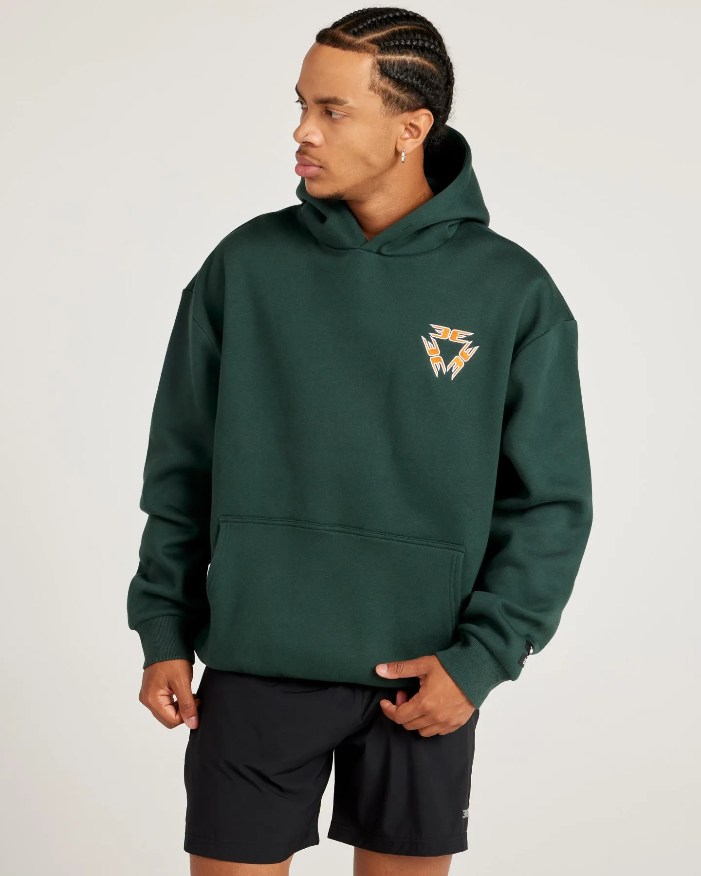 Tri Logo Hoodie - Green / Orange