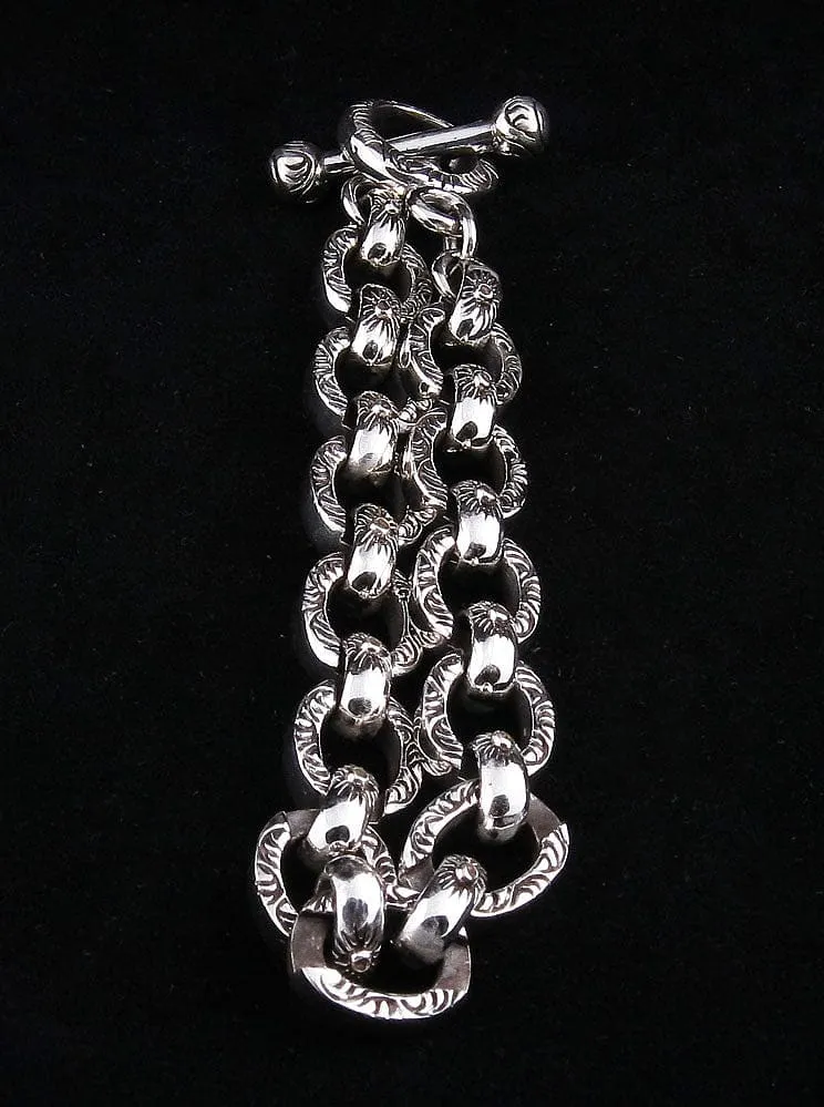 Tribal Loop Sterling Silver Men's Chain Bracelet