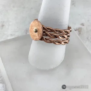 Triple Twist Disc Copper Stacking Rings Set