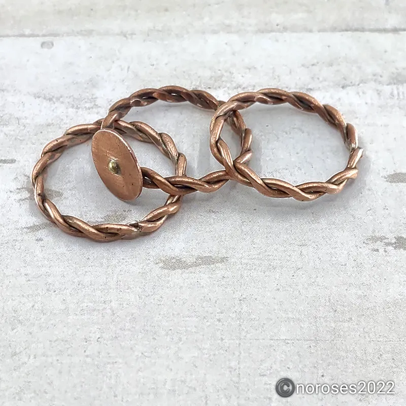 Triple Twist Disc Copper Stacking Rings Set