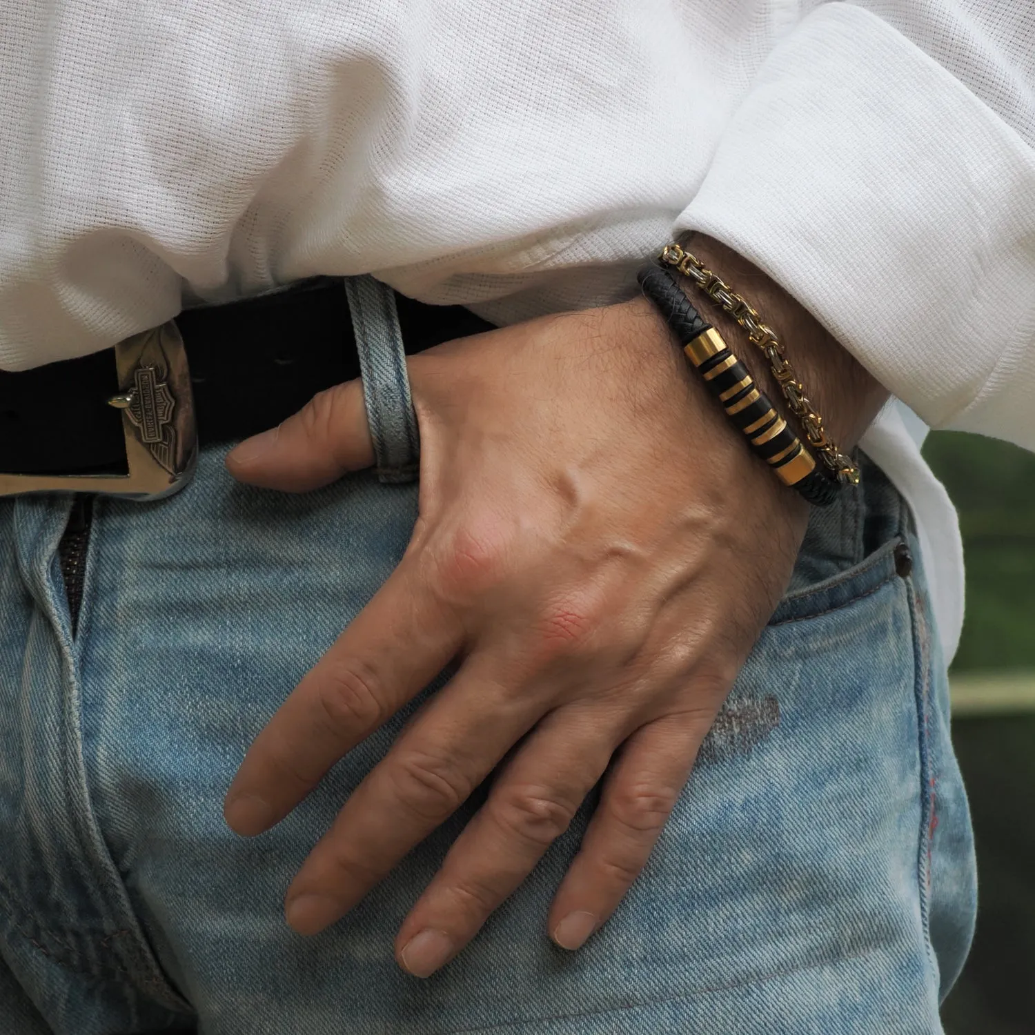 Two Color Design Bold Chain Men's Bracelet