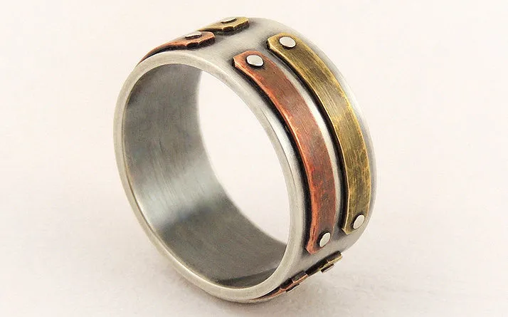 Unique silver mens ring