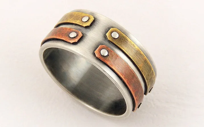 Unique silver mens ring