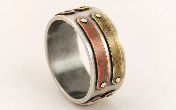 Unique silver mens ring