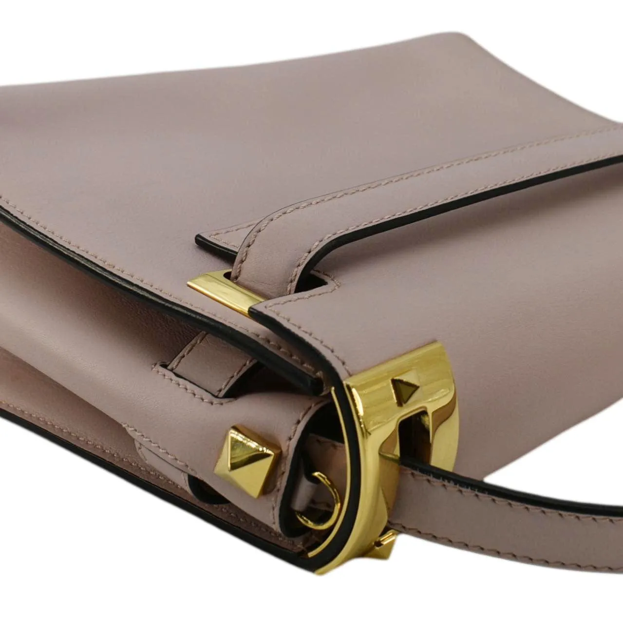 VALENTINO My Rockstud Frame Small Vitello Leather Shoulder Bag Light Pink