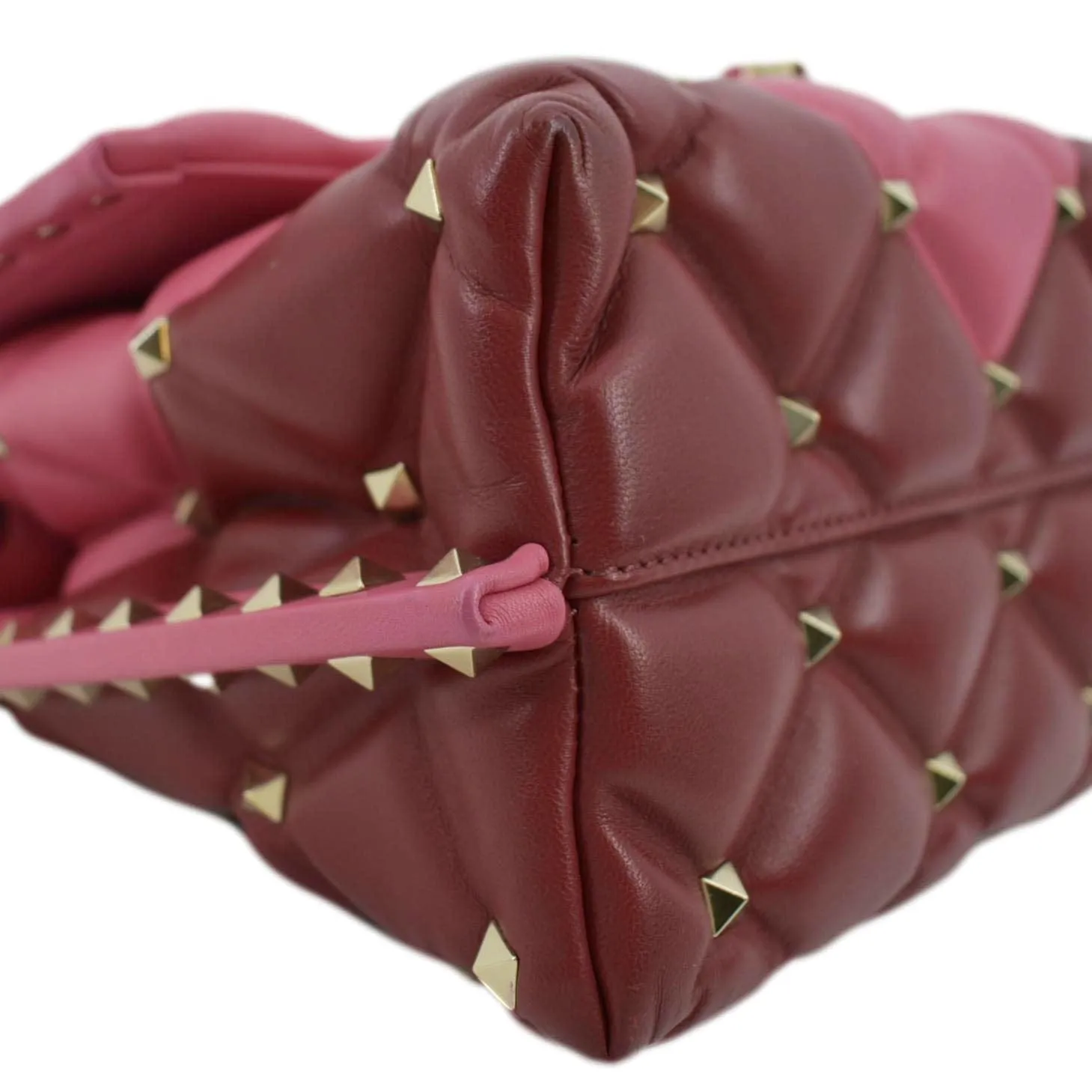 VALENTINO Rockstud Medium Candystud Leather Top Handle Shoulder Bag Pink