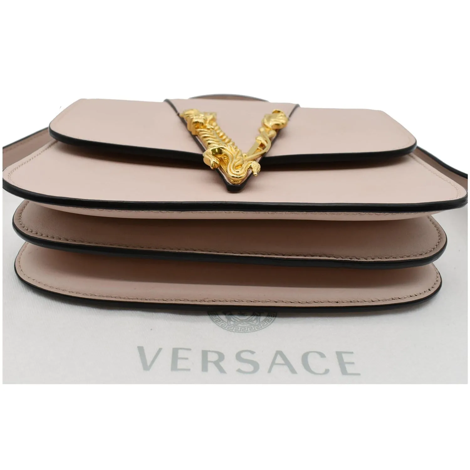 VERSACE Virtus Small Leather Shoulder Bag Light Pink