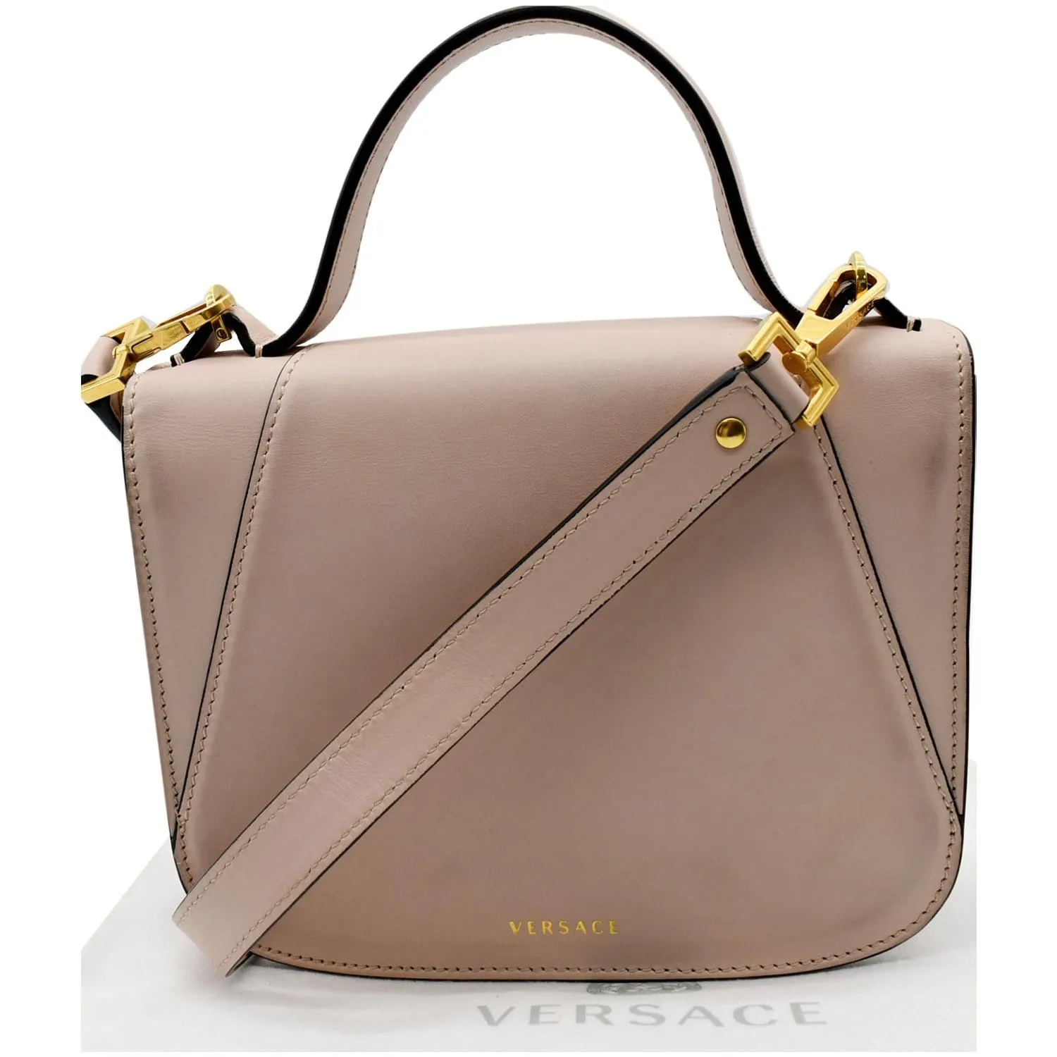 VERSACE Virtus Small Leather Shoulder Bag Light Pink