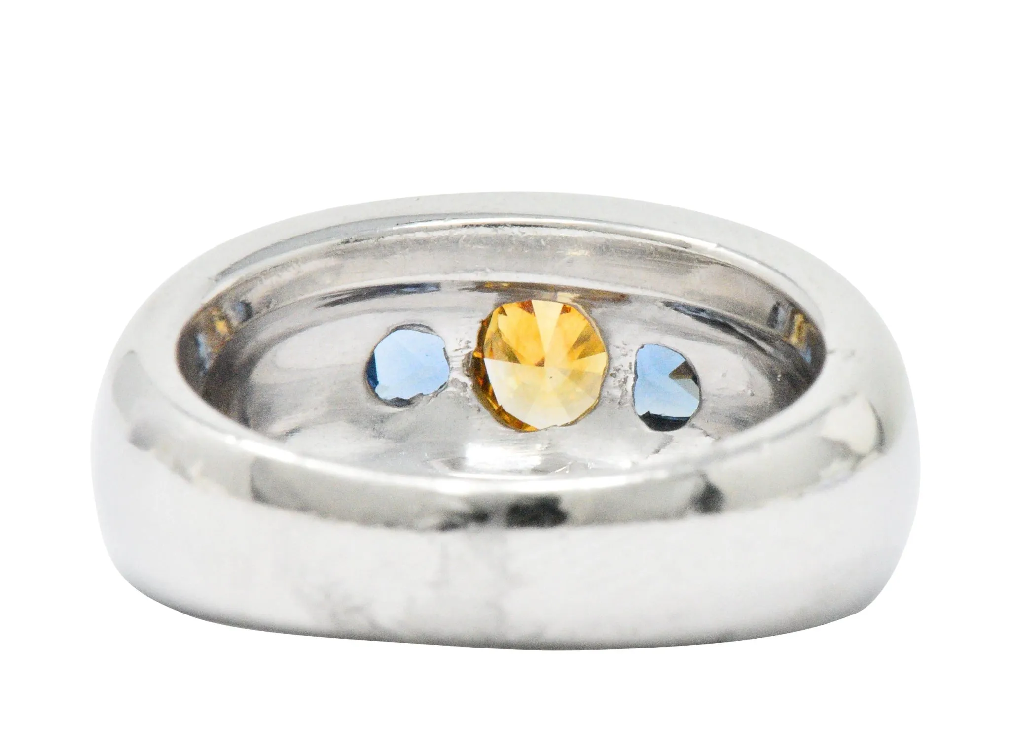 Vintage 1.19 CTW Fancy Intense Yellow-Orange Diamond Sapphire Platinum Men's Band Ring GIA