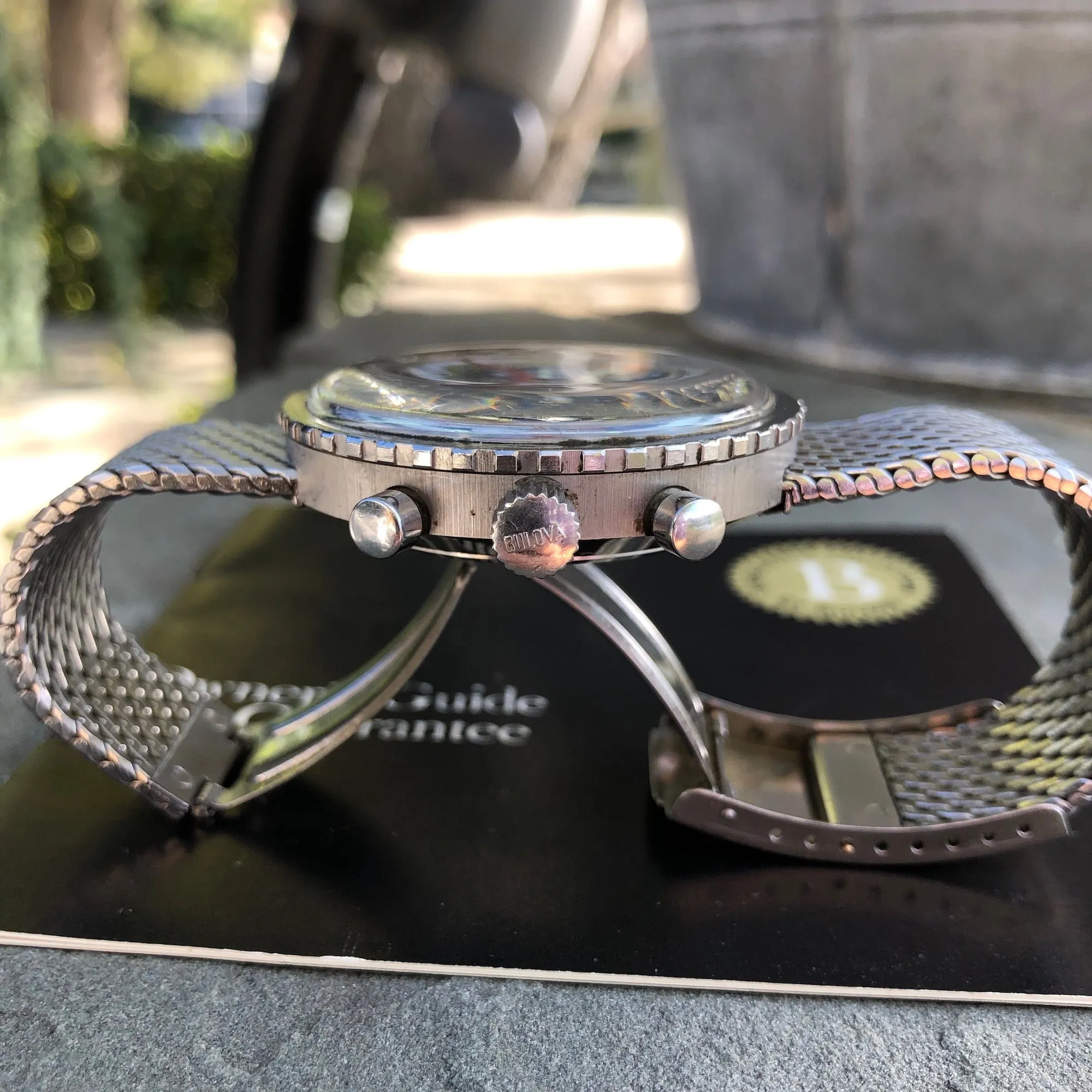 Vintage Bulova Stars And Stripes Valjoux 7736 Steel Chronograph Wristwatch
