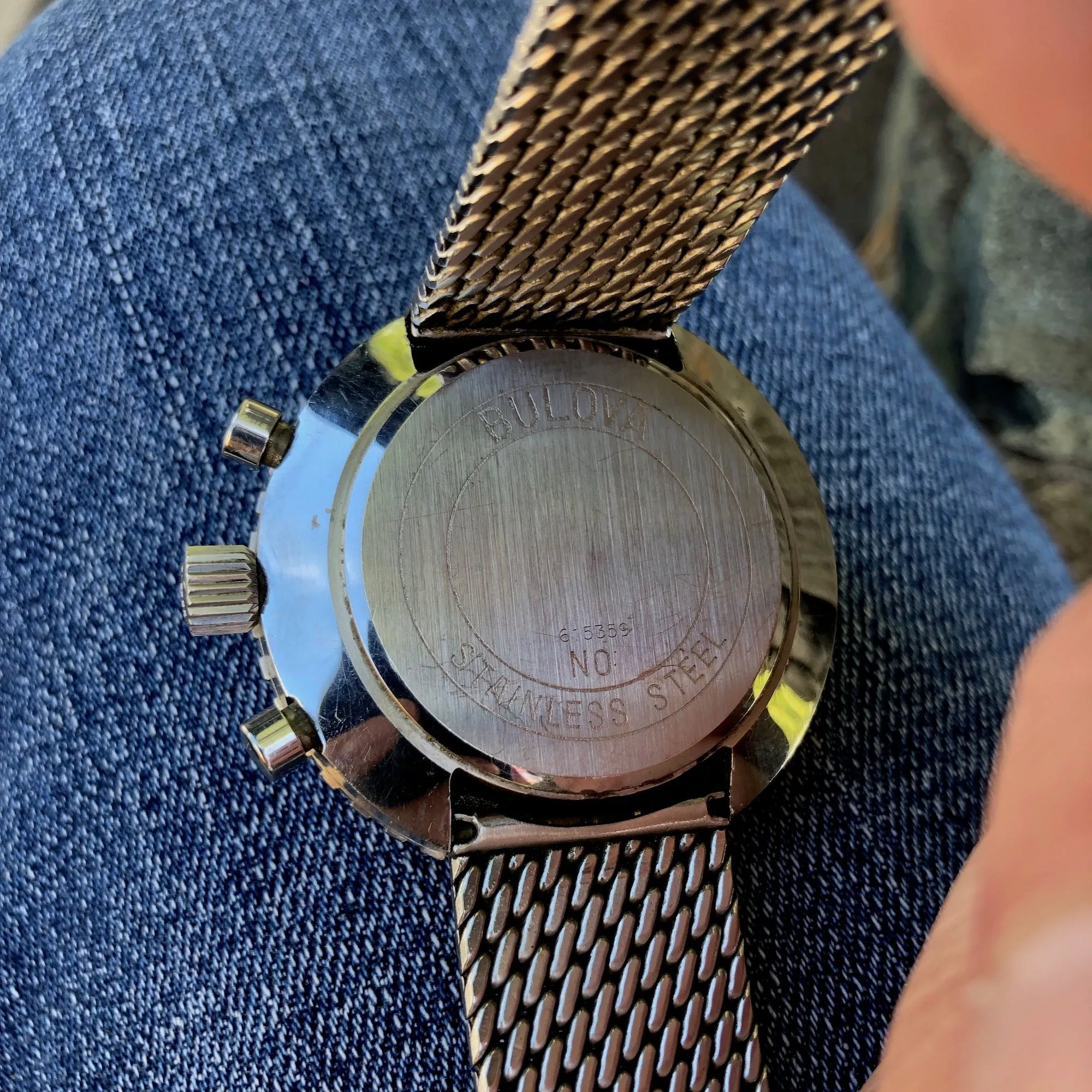 Vintage Bulova Stars And Stripes Valjoux 7736 Steel Chronograph Wristwatch