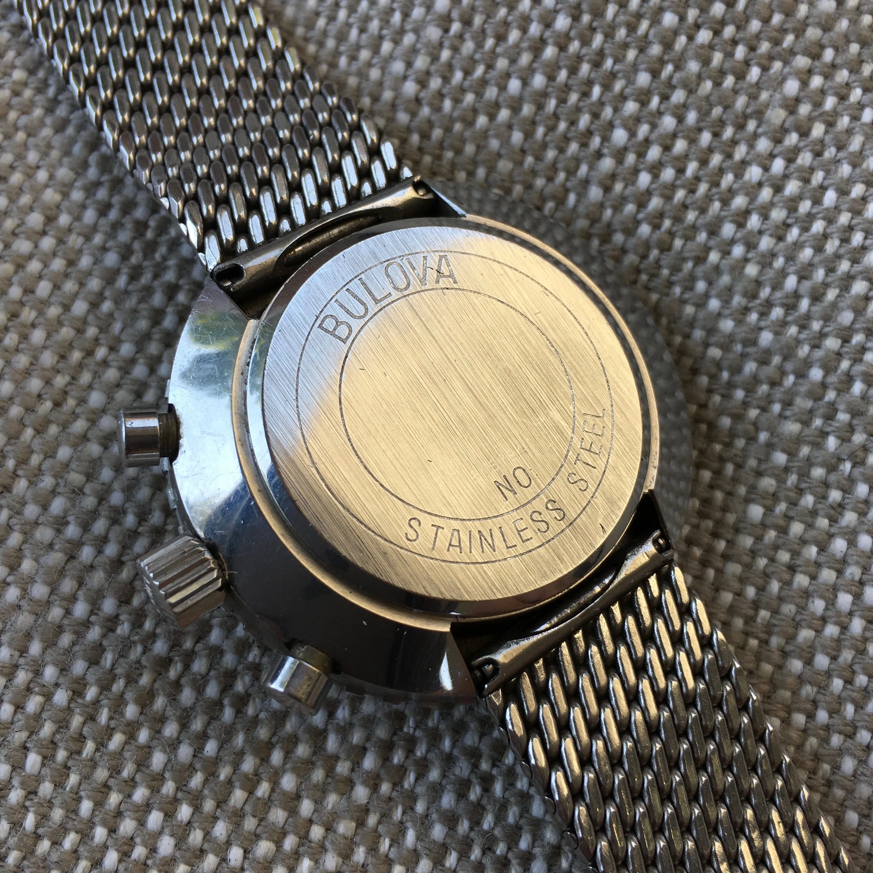 Vintage Bulova Stars And Stripes Valjoux 7736 Steel Chronograph Wristwatch