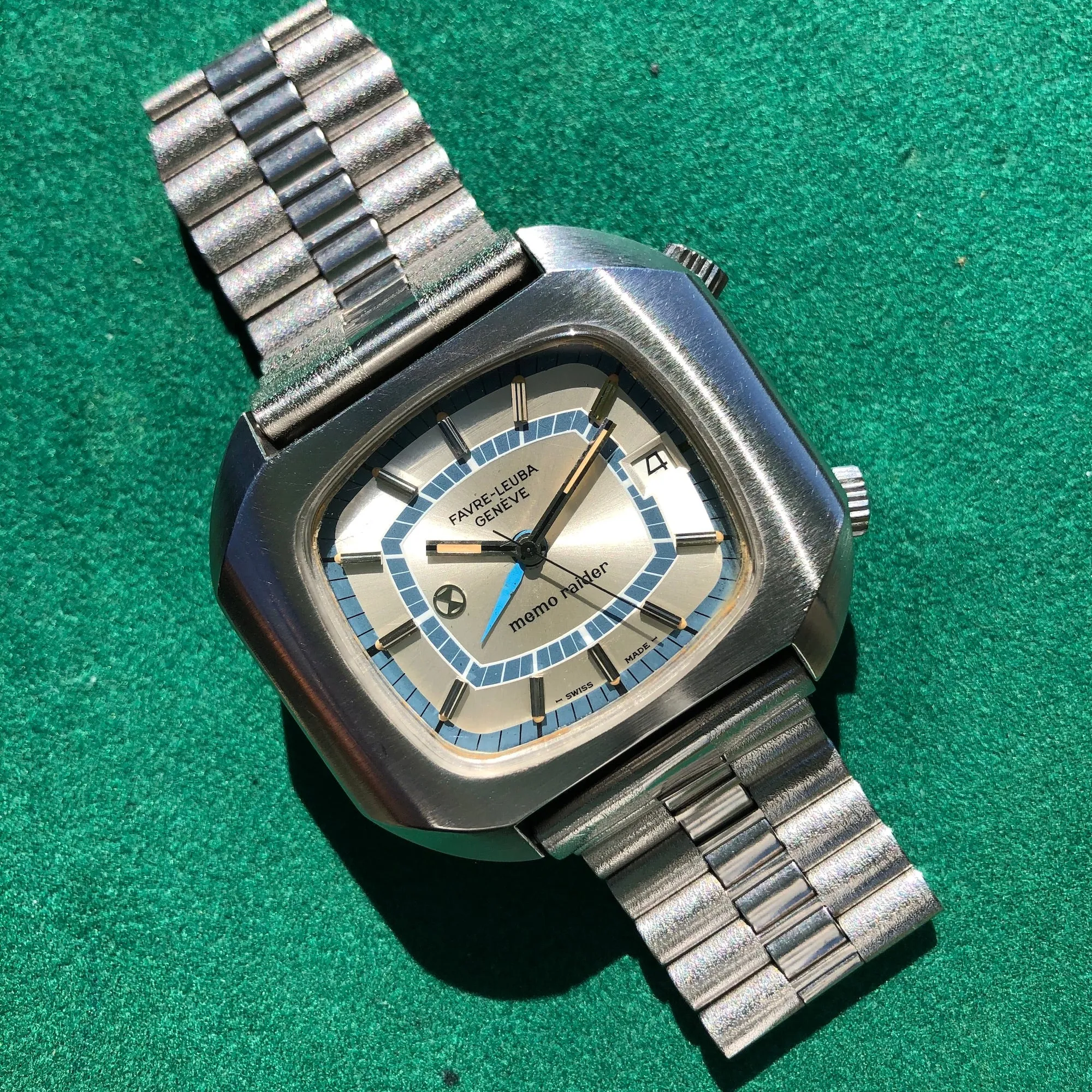Vintage Favre Leuba Memo Raider Alarm 53153 Caliber 917 Automatic Wristwatch