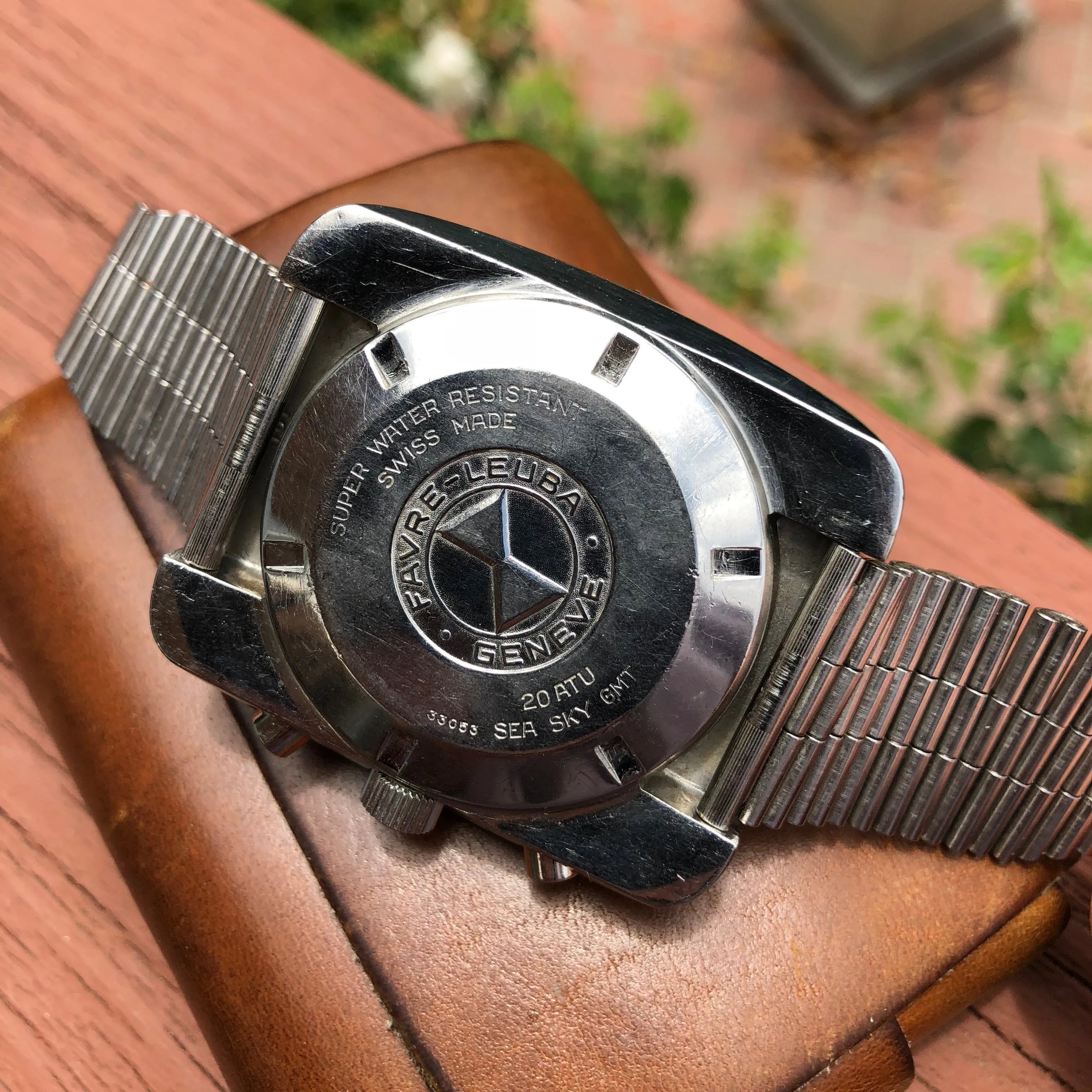 Vintage Favre Leuba Sea Sky GMT 33053 Valjoux 724 Chronograph Wristwatch