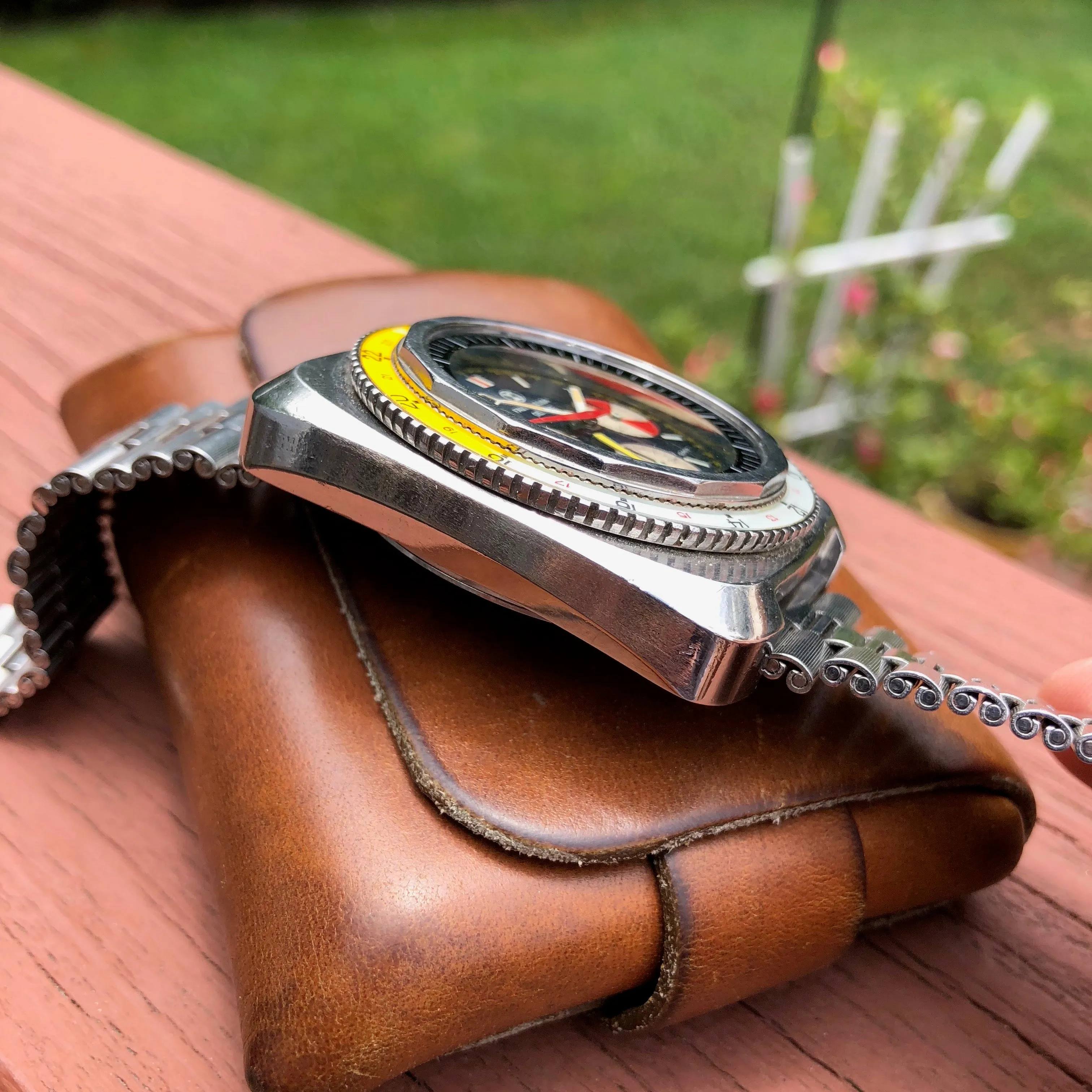 Vintage Favre Leuba Sea Sky GMT 33053 Valjoux 724 Chronograph Wristwatch