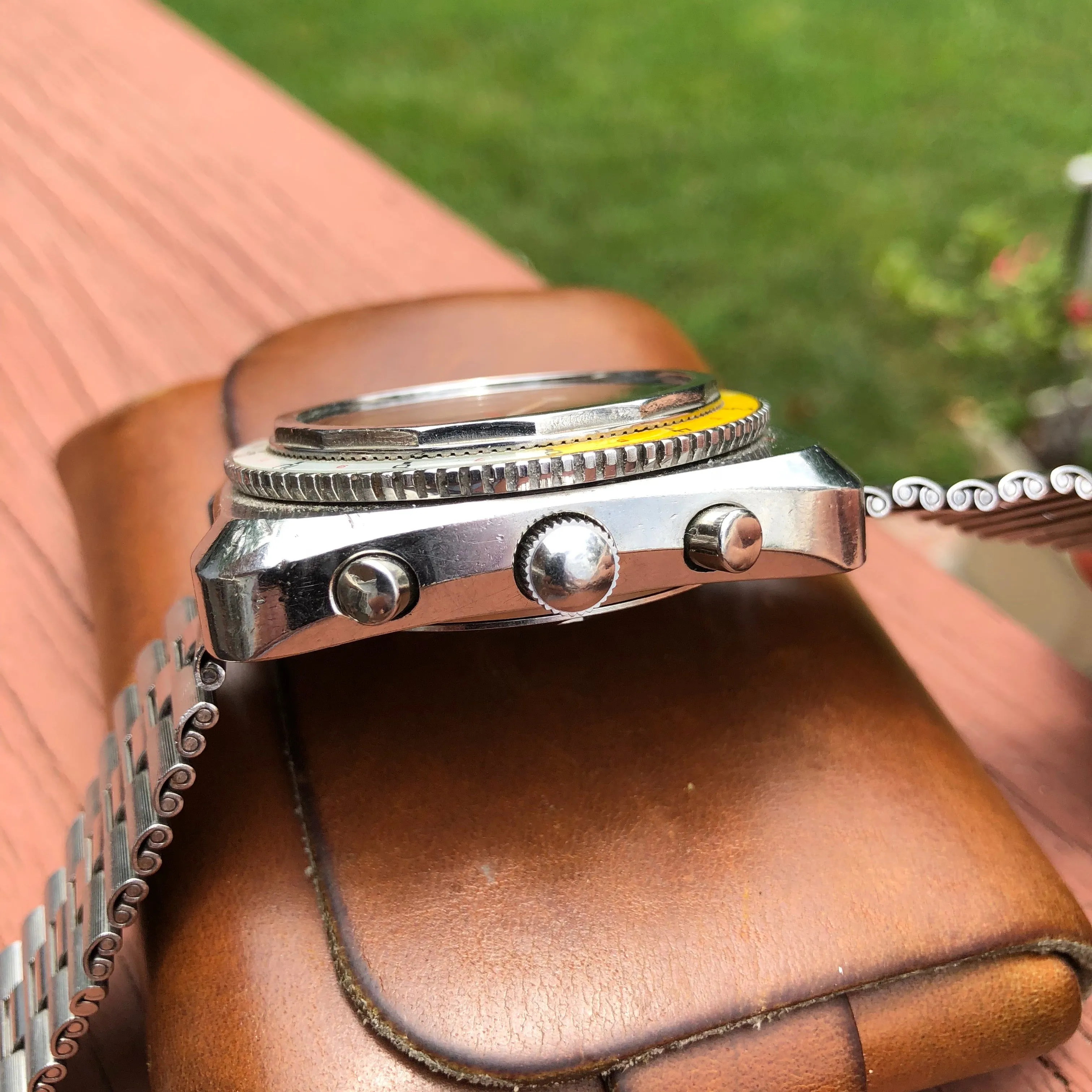 Vintage Favre Leuba Sea Sky GMT 33053 Valjoux 724 Chronograph Wristwatch