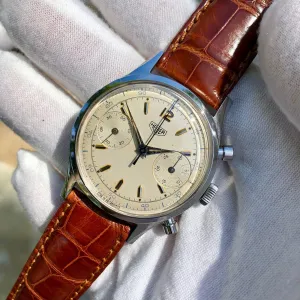 Vintage Heuer Pre Carrera 3336D Steel Decimal Tracking Chronograph 37mm Wristwatch