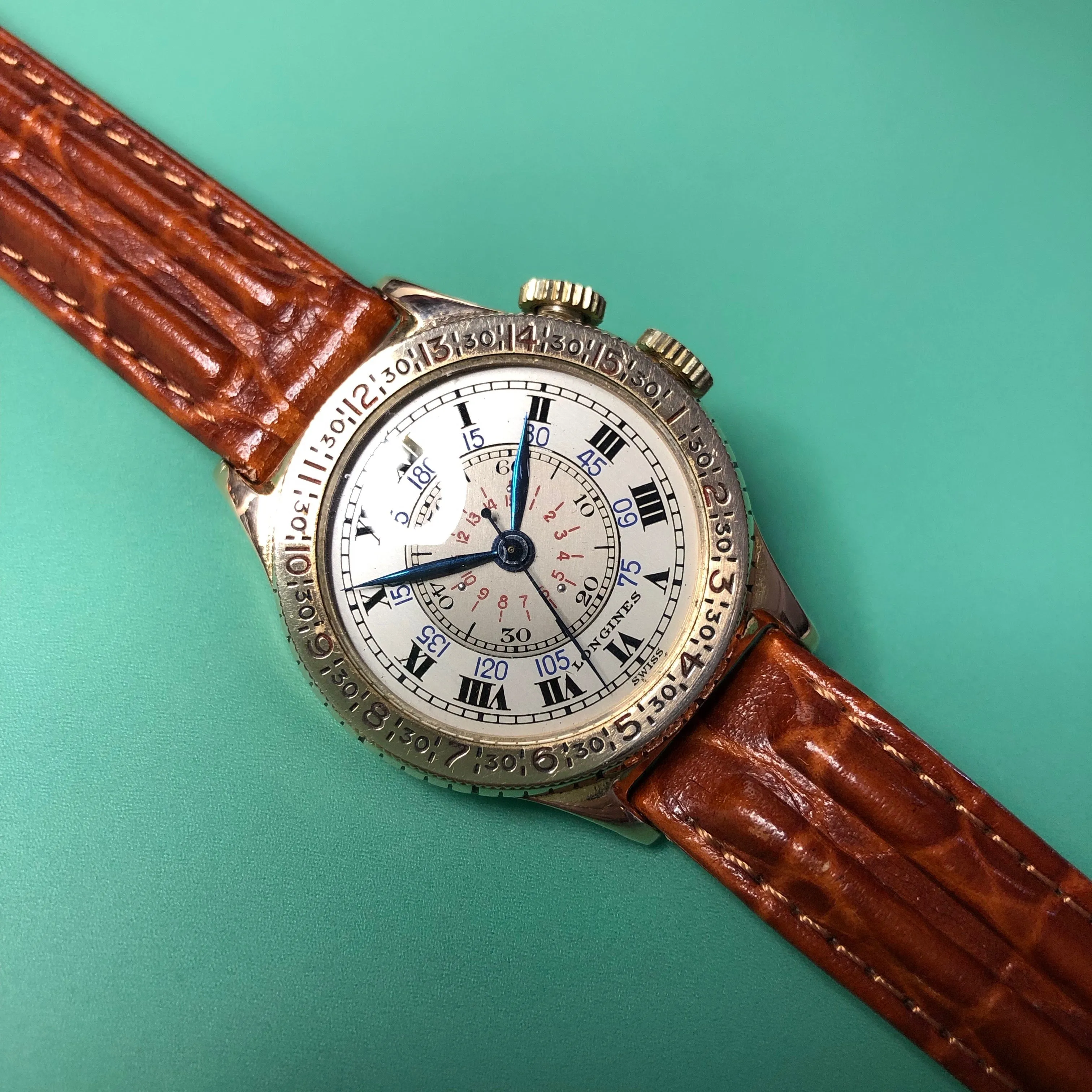 Vintage Longines Lindbergh Hour Angle 10K Gold Filled Cal. 10L Wristwatch LNOS