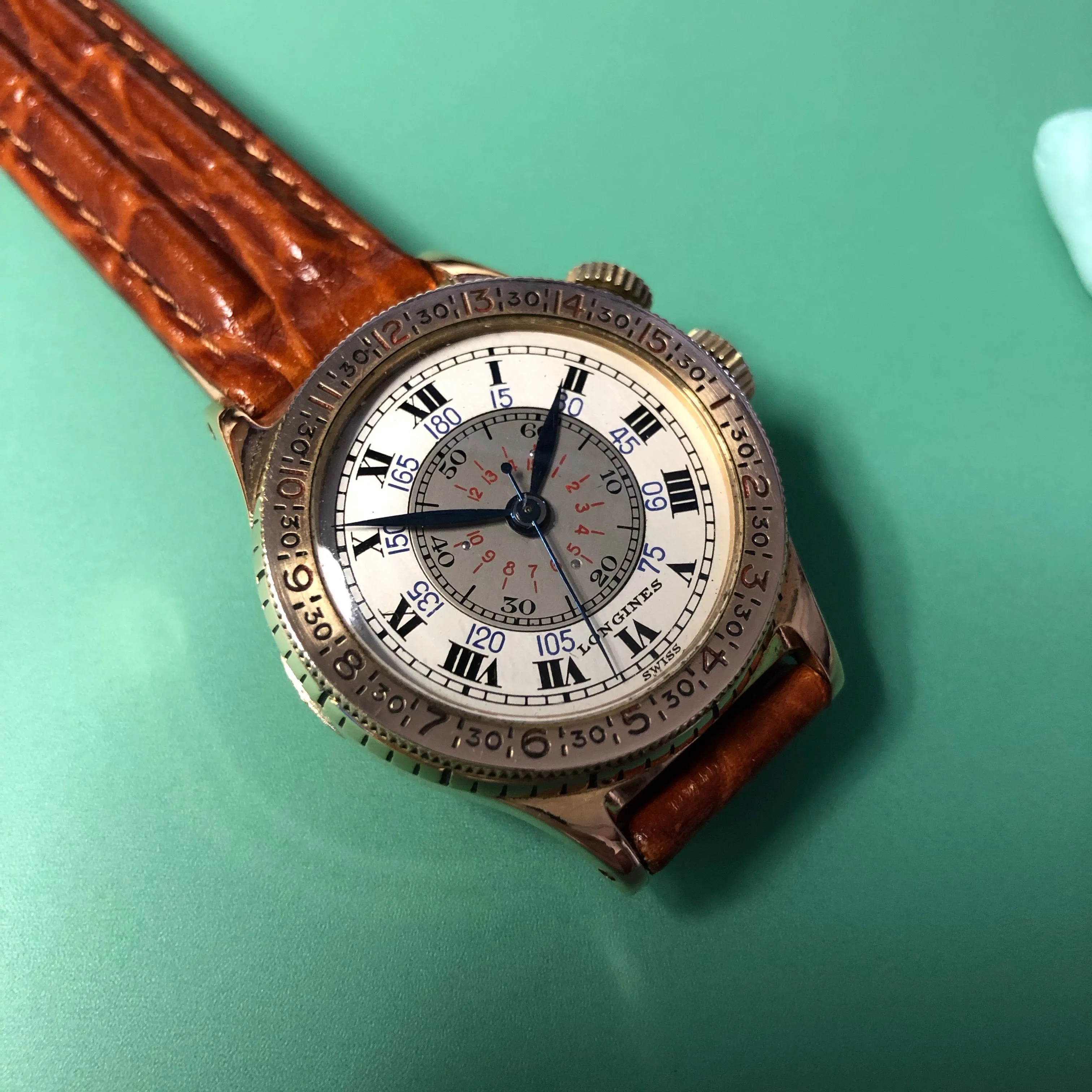 Vintage Longines Lindbergh Hour Angle 10K Gold Filled Cal. 10L Wristwatch LNOS