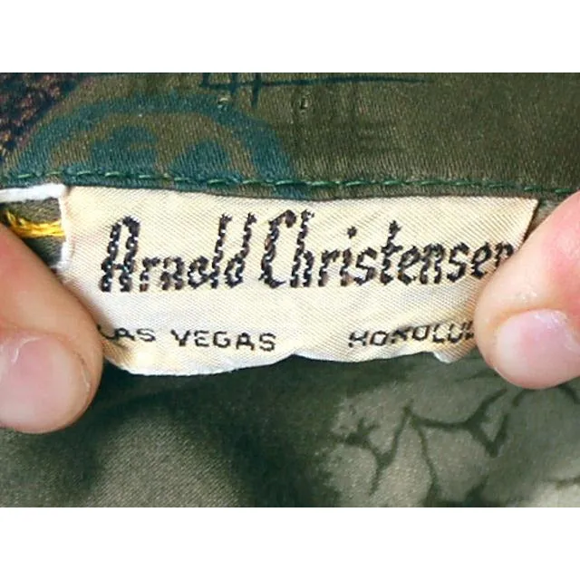 Vintage Mens Hawaiian Shirt Arnold Christensen Las Vegas 1960s L