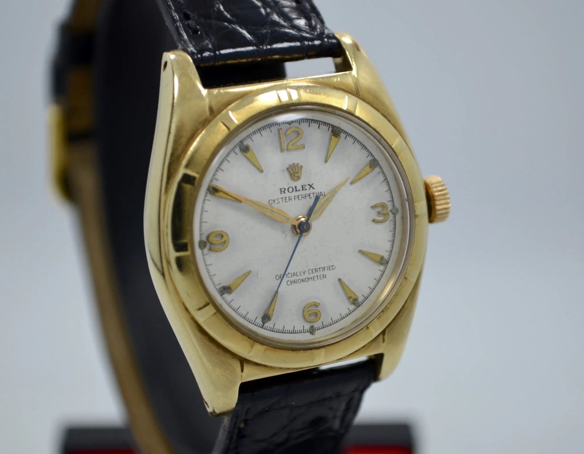 Vintage Rolex Bubbleback 6011 14K Solid Yellow Gold Steel Automatic Watch
