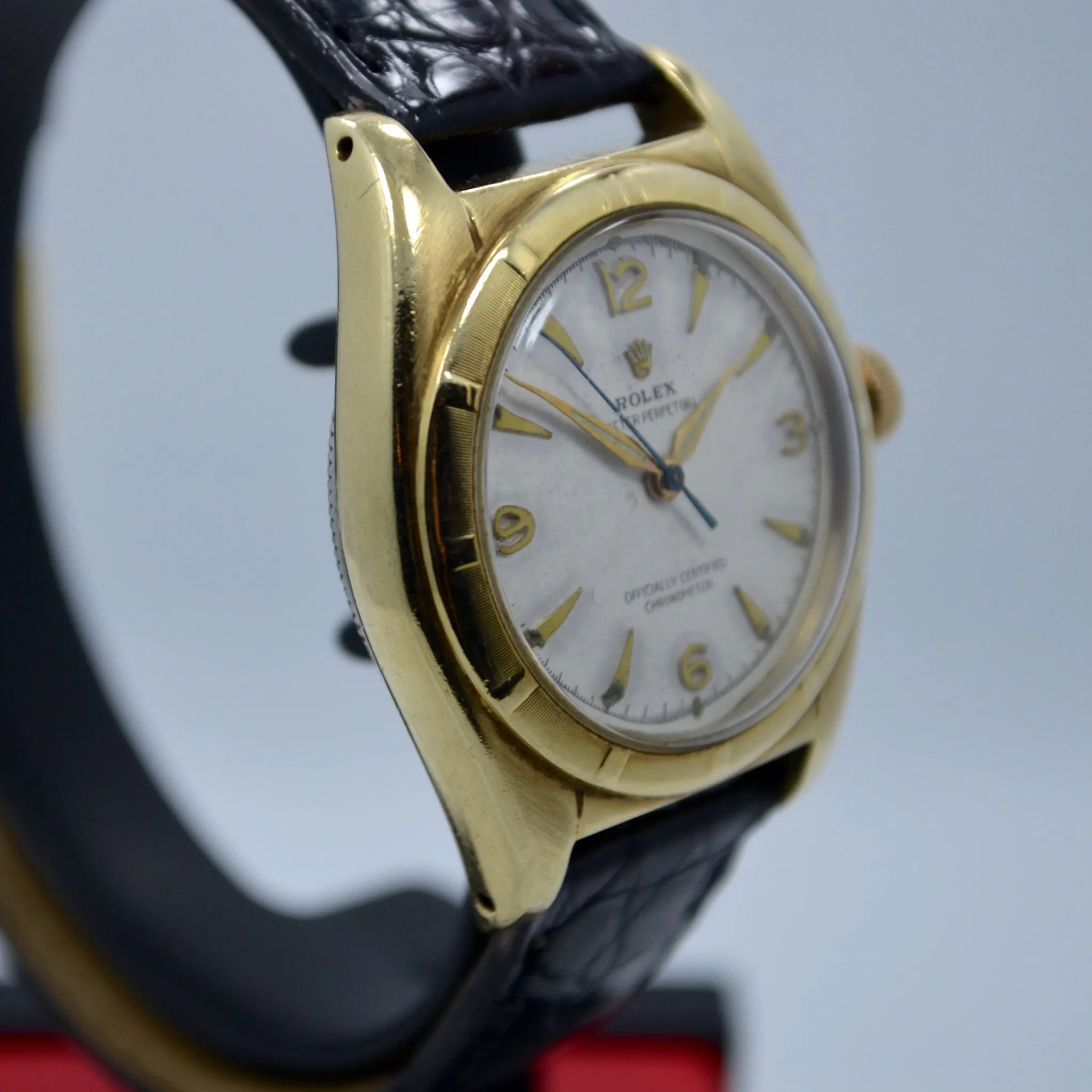 Vintage Rolex Bubbleback 6011 14K Solid Yellow Gold Steel Automatic Watch