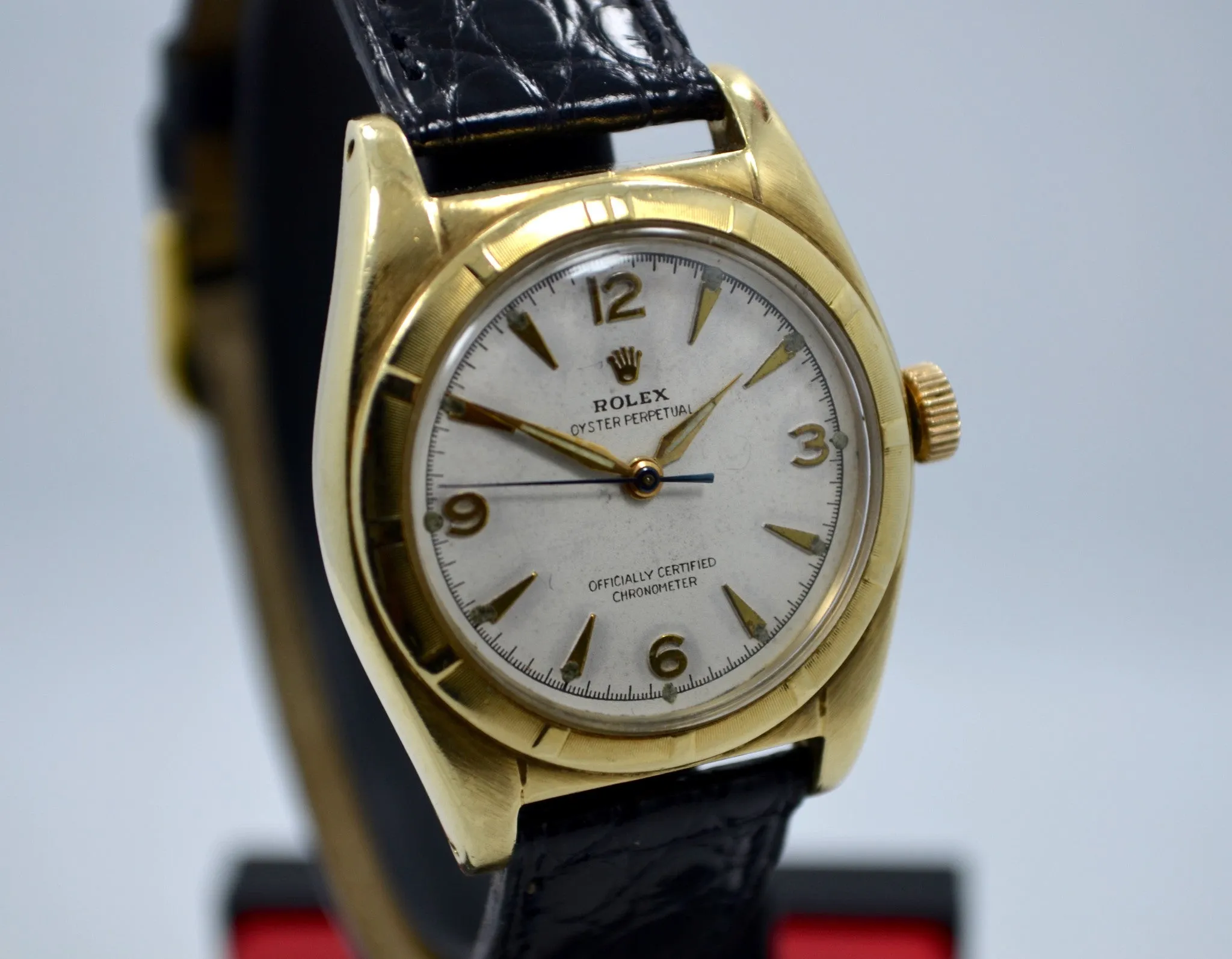 Vintage Rolex Bubbleback 6011 14K Solid Yellow Gold Steel Automatic Watch