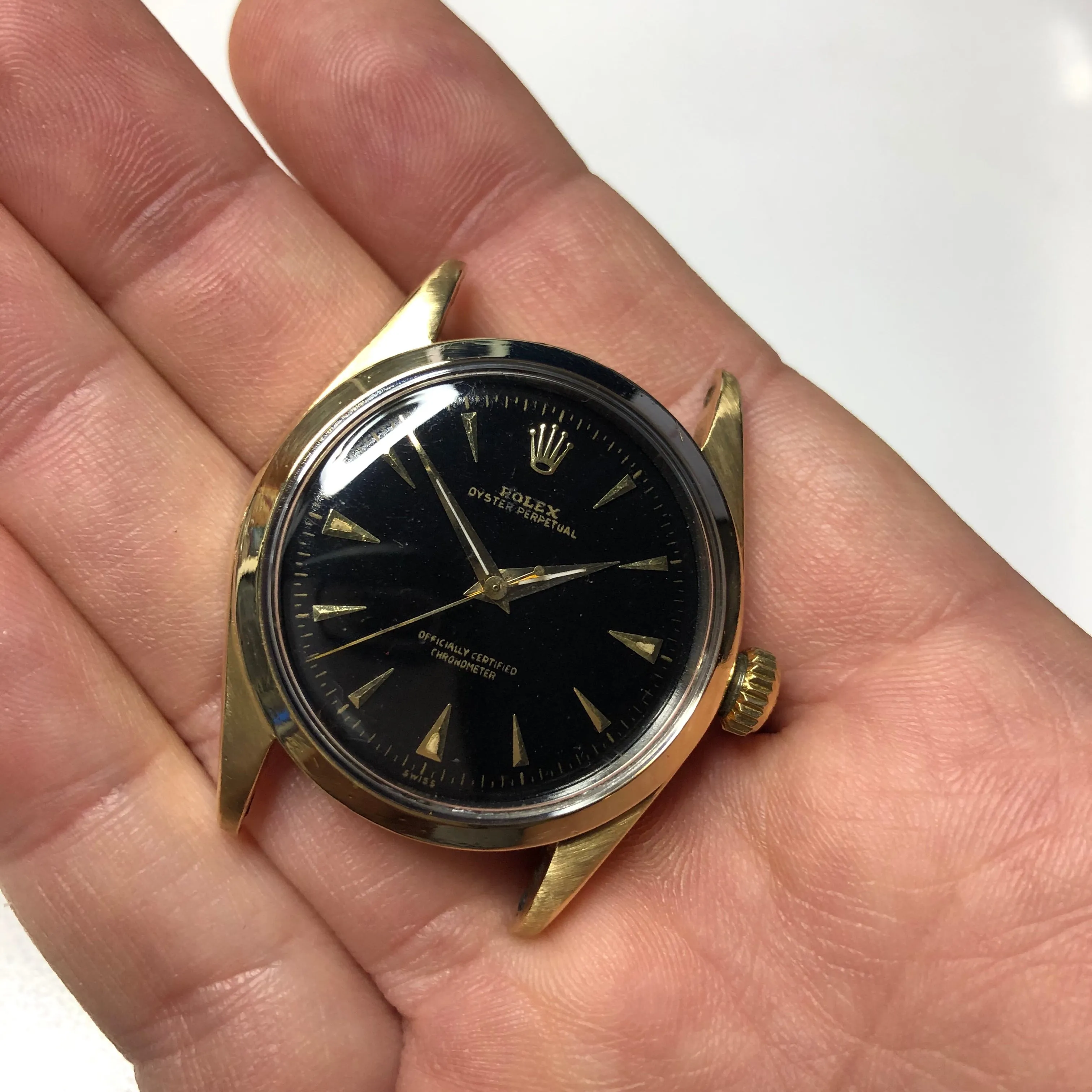 Vintage Rolex Oyster Perpetual 6334 Yellow Gold Shell Automatic Wristwatch Circa 1958