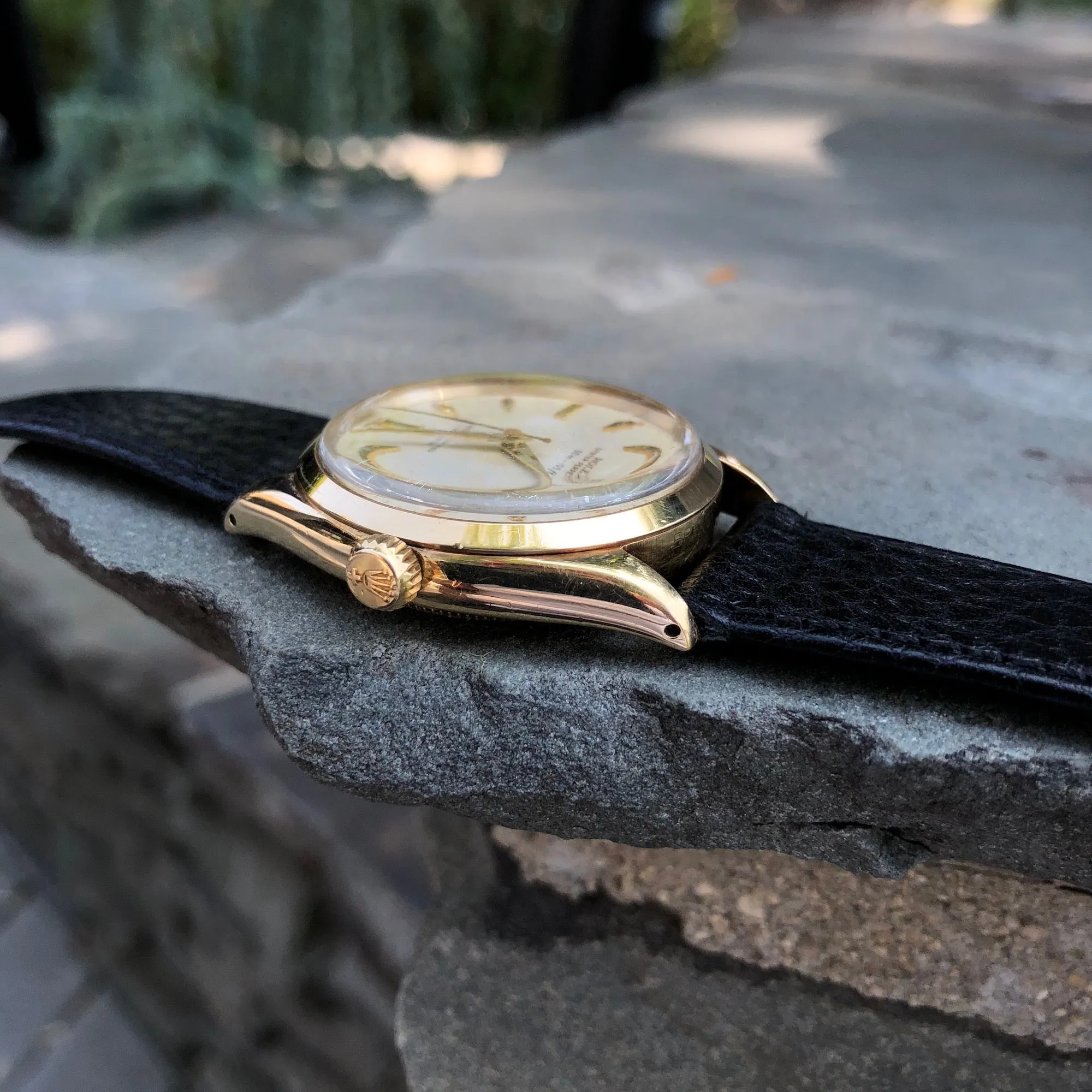 Vintage Rolex Oyster Perpetual 6564 50m = 165ft 18K Yellow Automatic Wristwatch Circa 1954