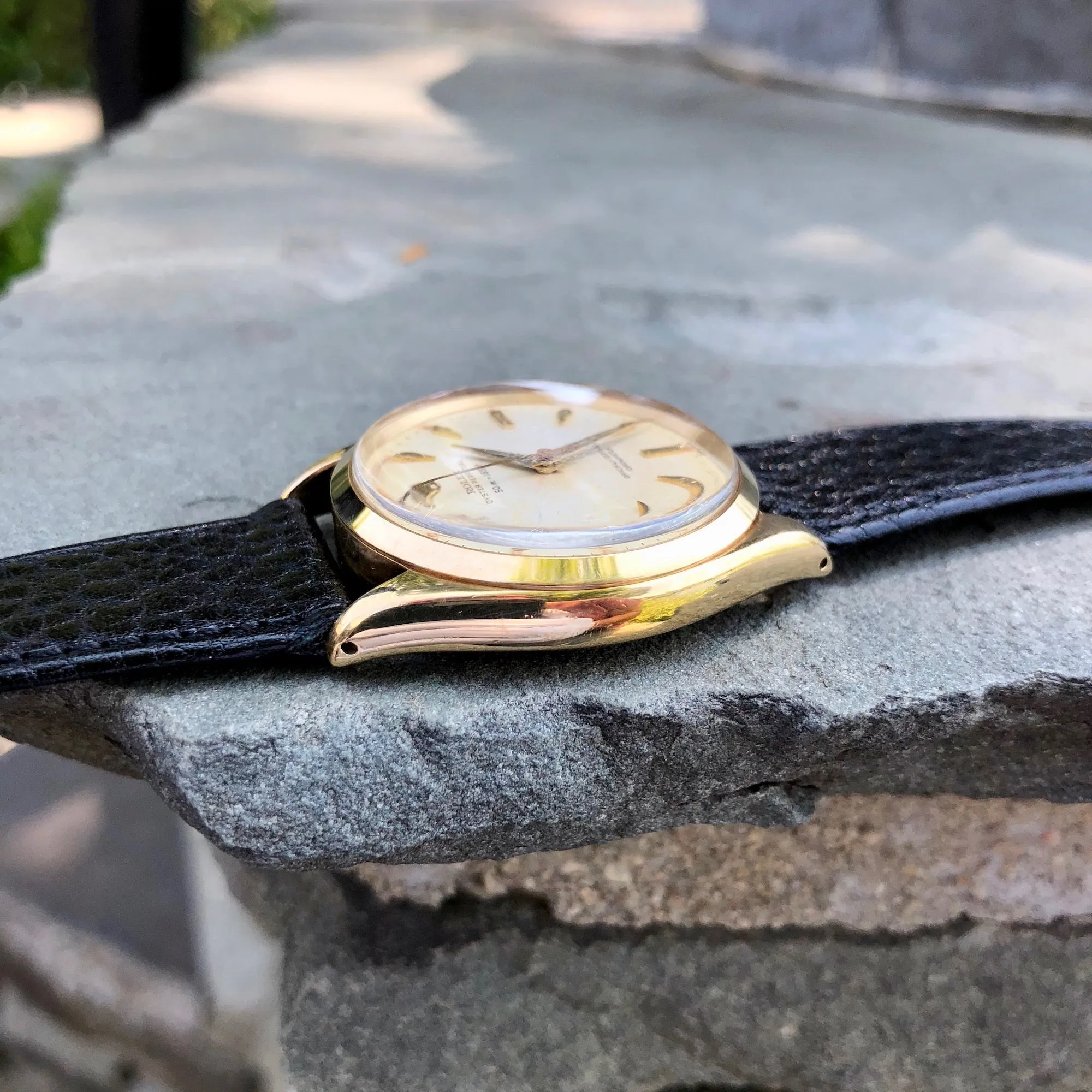 Vintage Rolex Oyster Perpetual 6564 50m = 165ft 18K Yellow Automatic Wristwatch Circa 1954