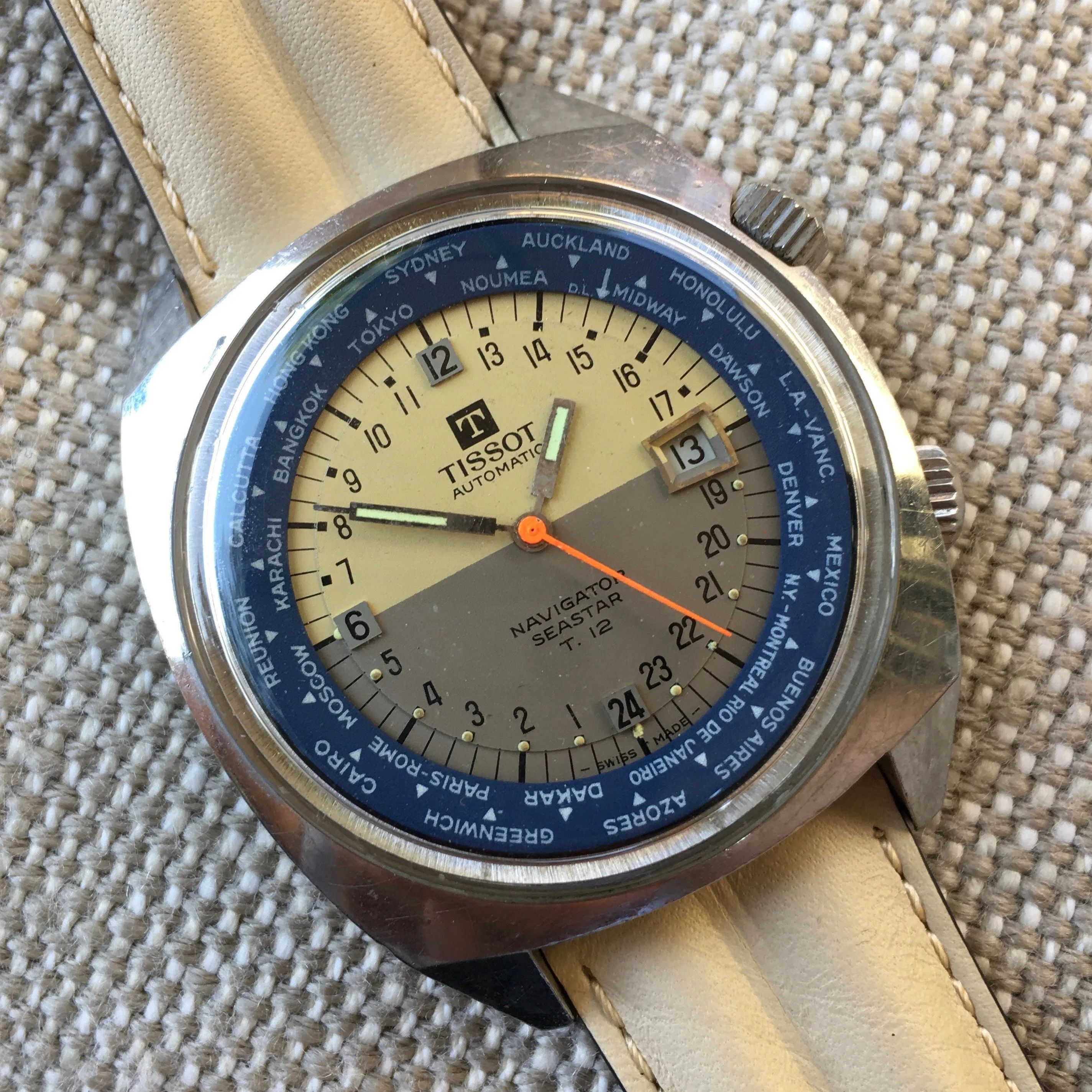 Vintage Tissot Navigator Seastar T12 24 HR World Time Cal. 798 Automatic Wristwatch