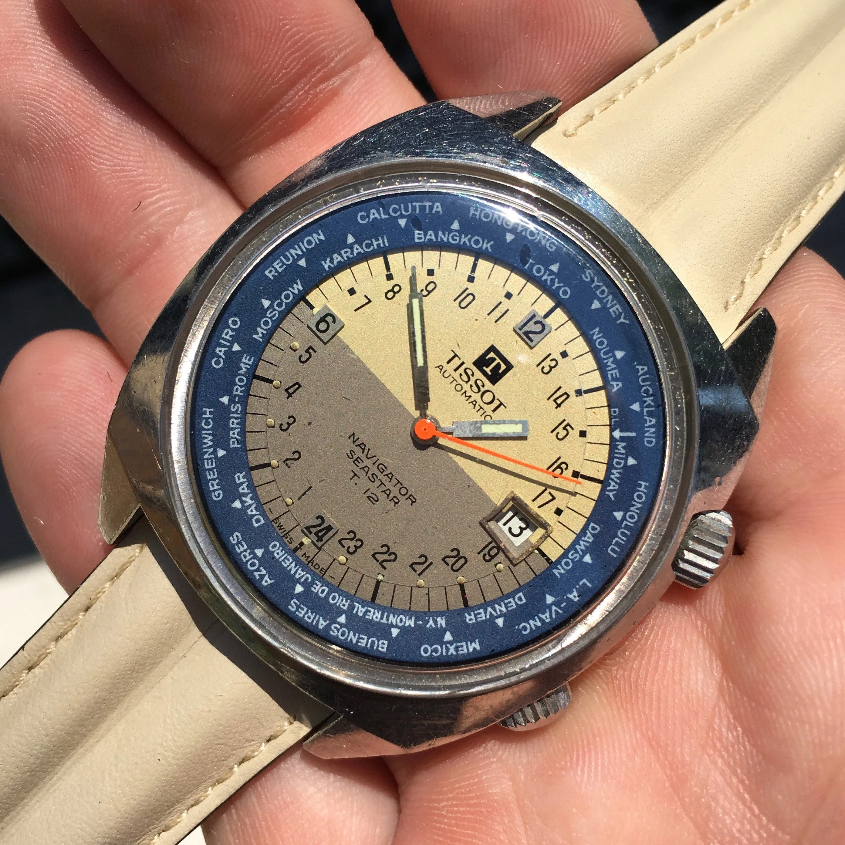 Vintage Tissot Navigator Seastar T12 24 HR World Time Cal. 798 Automatic Wristwatch