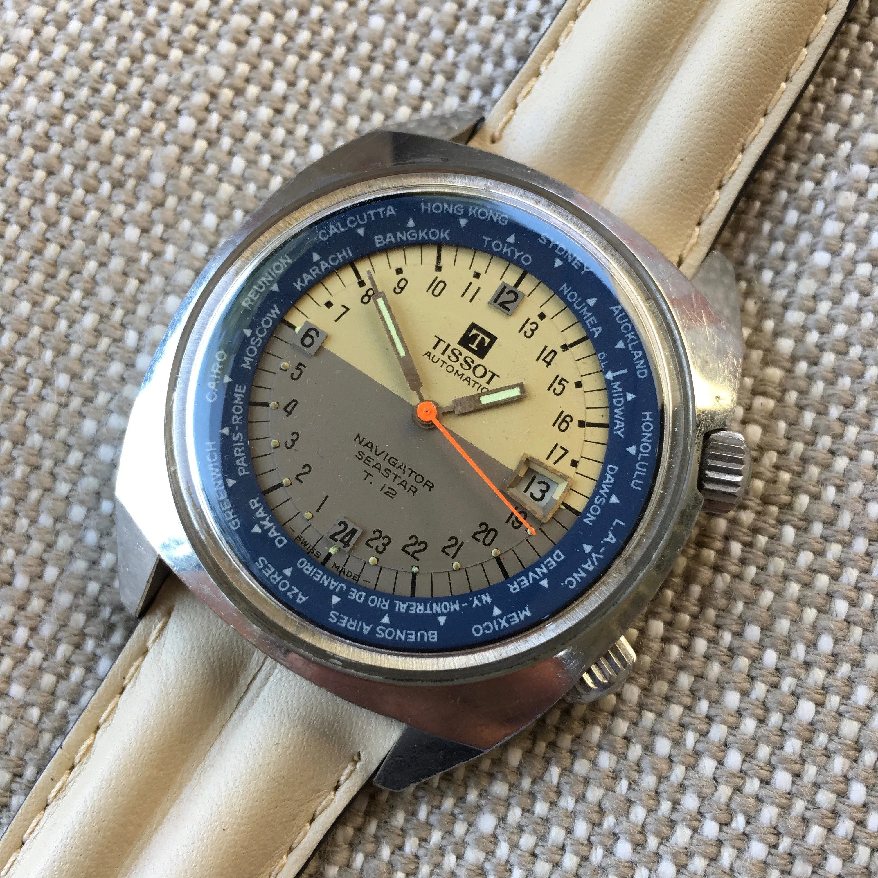 Vintage Tissot Navigator Seastar T12 24 HR World Time Cal. 798 Automatic Wristwatch
