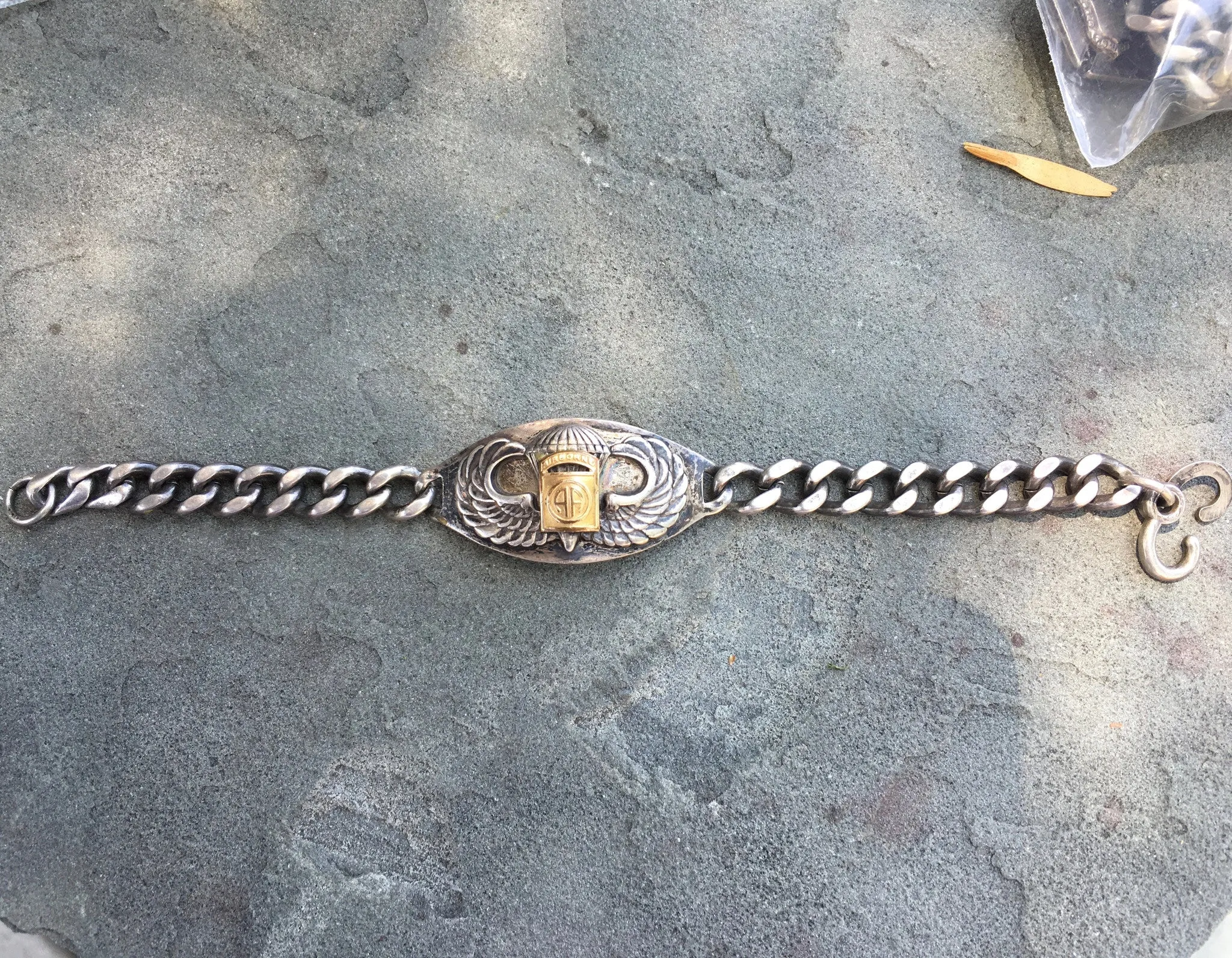 Vintage WW II Sterling Silver Gold AA Airborne Original Bracelet