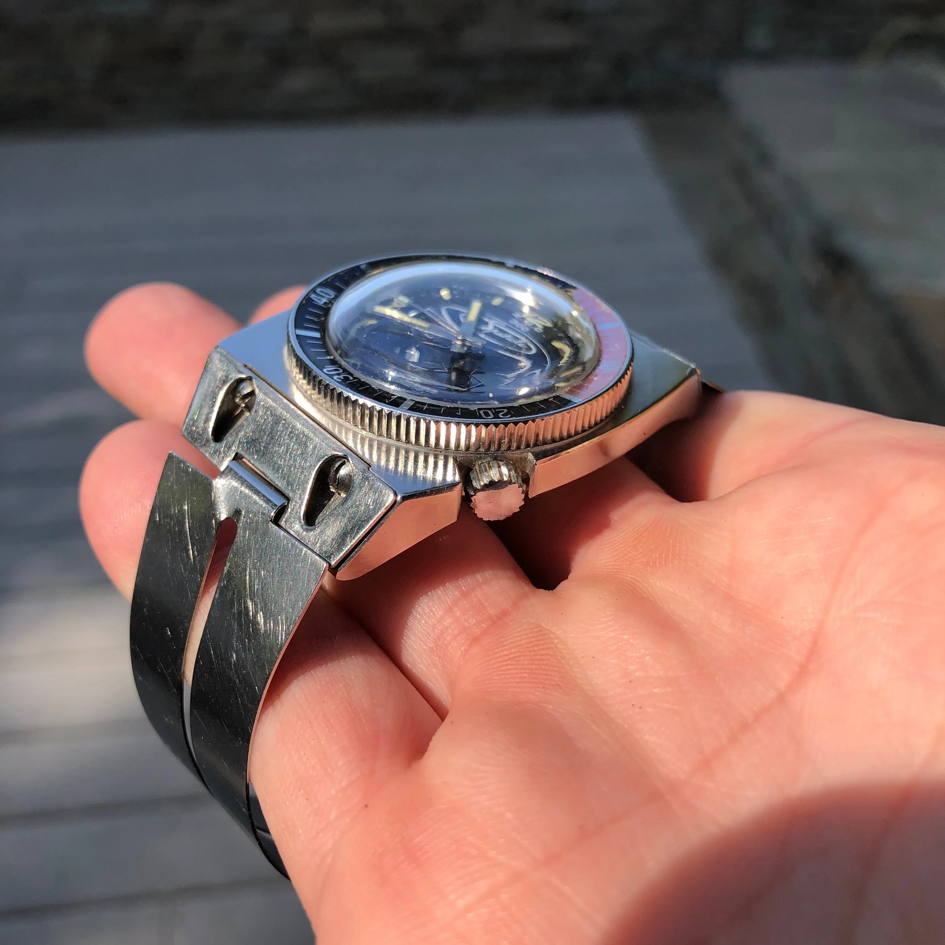 Vintage ZRC Spatiale 300M Stainless Steel Divers Automatic Day Date Wristwatch