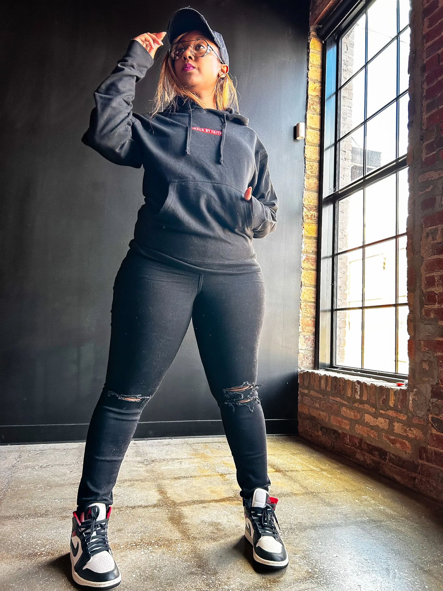 Walk By Faith Adult Embroidered Box Hoodie