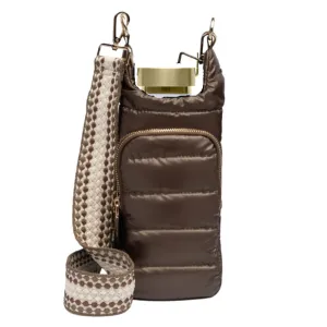 WanderFull Hydrobag Chocolate Brown Shiny With Dark Patterned Strap
