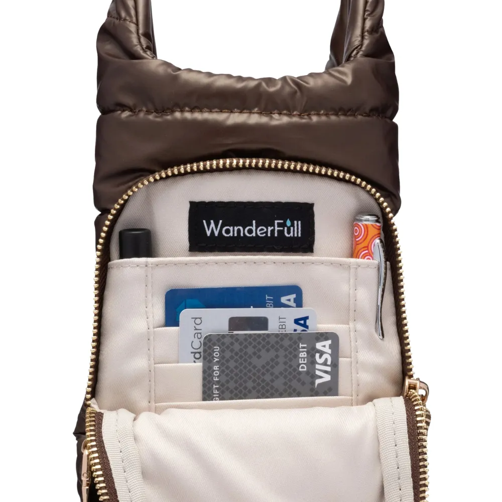 WanderFull Hydrobag Chocolate Brown Shiny With Dark Patterned Strap