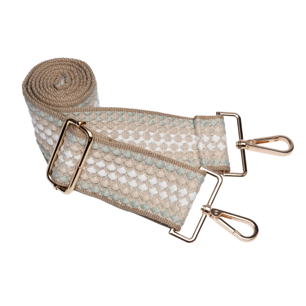 WanderFull Hydrobag Ivory Glossy With Seafoam Pattern Strap