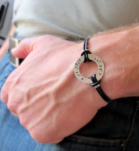 Washer Latitude Longitude Bracelet