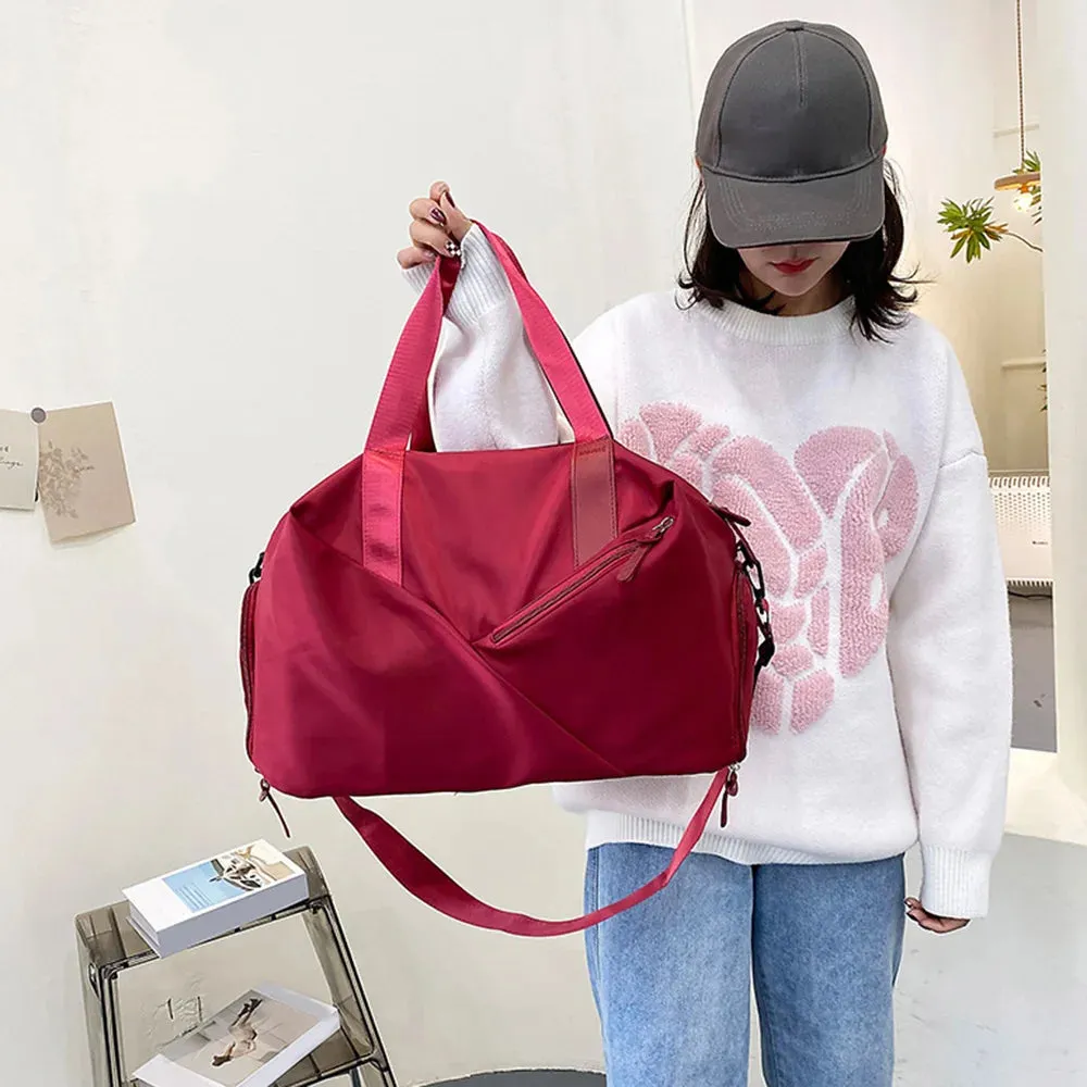 Women Gym Sports Bag Waterproof Swimming Yoga Mat Pink Weekend Travel Duffle Bags for Women Sport Fitness Shoulder Handbag