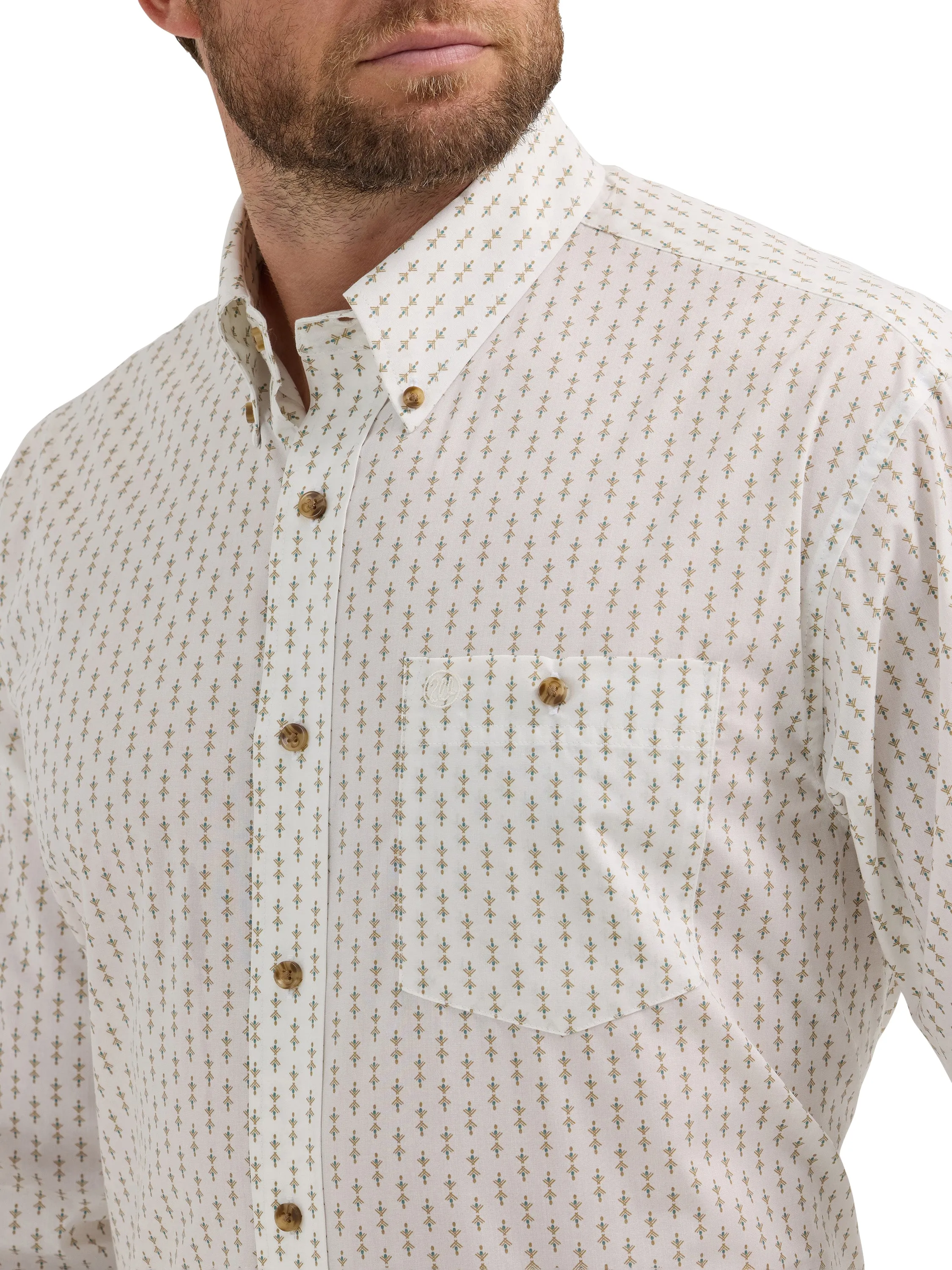 Wrangler Men's Relaxed Fit Western Long Sleeve Shirt