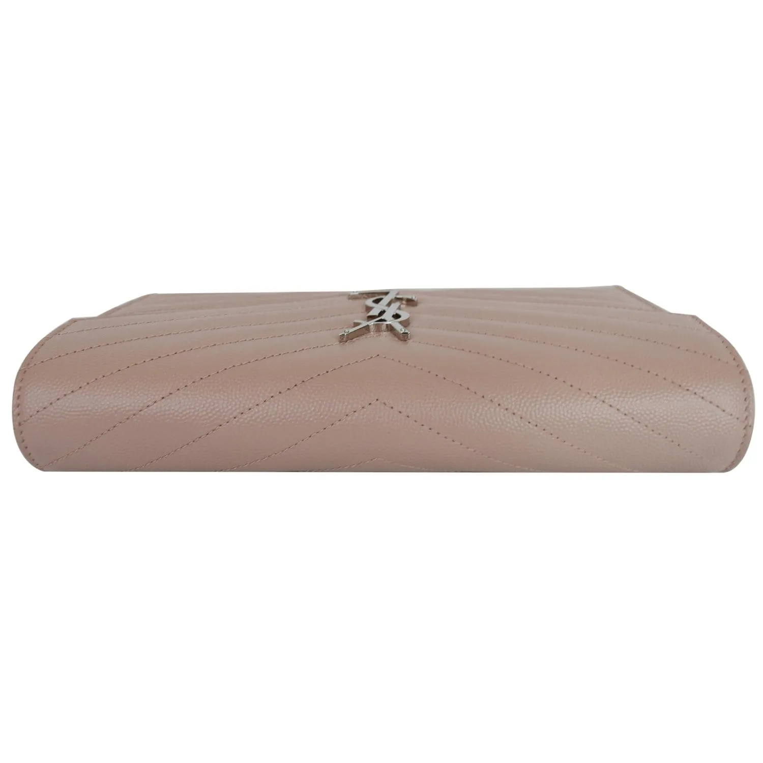 YVES SAINT LAURENT Monogram Grain De Poudre Chain Wallet Rose Pink